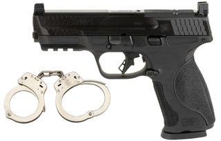 Optic-ready, metal frame 9mm pistol with tall night sights.